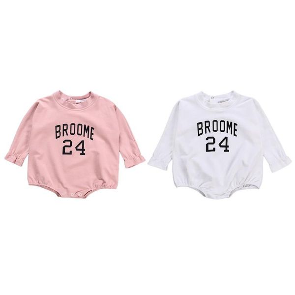 

3-18m baby newborn bodysuit boys girls letter print jumpsuit long sleeve infant casual outfits pink,white, Blue