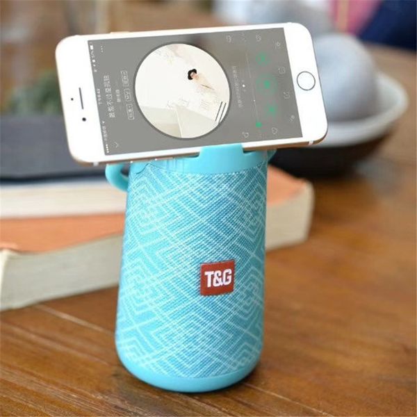 

portable bluetooth wireless speaker 360 degrees double horn waterproof speaker mobile phone bracket fabric loudspeaker box