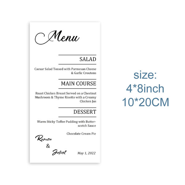 

greeting cards wedding menu minimalist elegant printed dinner table menu, party, reception, simple, romantic, elegant, calligraphy