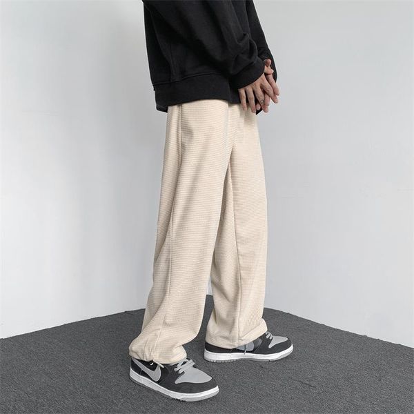 

men's pants corduroy autumn korean version of the trend falling hong kong style straight-leg pants, handsome mopping trousers, Black
