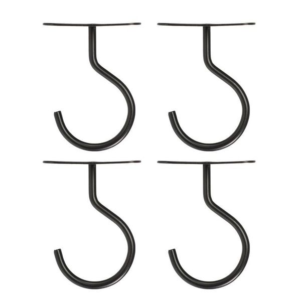 

hooks & rails 1 set iron ceiling hook heavy duty flower basket hanging holder (black)