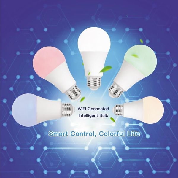 

bulbs smart home wireless wifi e26 e27 led bulb rgb dimmable light app remote control 9w 800lm ac100-240v for el