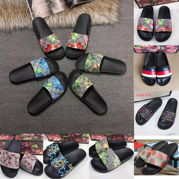 2021ss çiçek terlik tasarımcısı kauçuk sandal moda erkek kadın ayakkabıları çiçek açar yeşil kırmızı beyaz lüks yaz plaj flip flops slayt kaplan arıları kutu