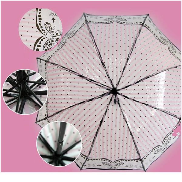 

transparent umbrella women rain three-fold thick paraguas plastic clear lace parasol 2016 new fashion 8 ribs girls jllfyg