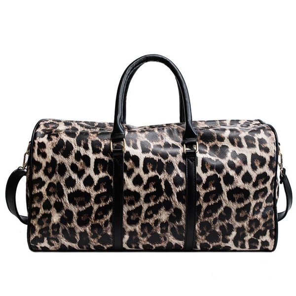 

outdoor bags pu leather sports gym bag women men training fitness crossbody shoulder leopard print travel yoga handbag