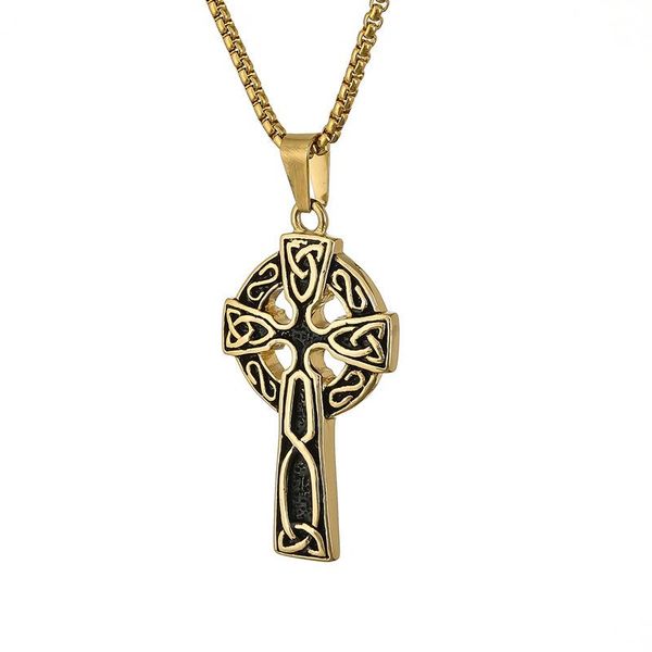 

pendant necklaces mans necklace retro personality celtices cross men's gothic style stainless steel, Silver