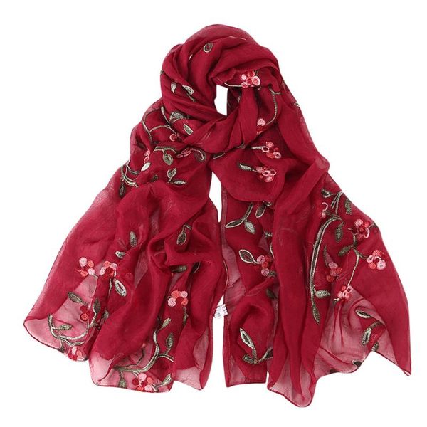 

scarves women embroidery chiffon scarf hijab shawl muslim hijabs floral print solid color silk 2021 bufanda mujer, Blue;gray