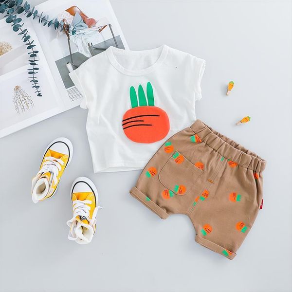 

baby girls boys clothes summer toddler infant clothing sets casual t shirt shorts kids children vacation, White