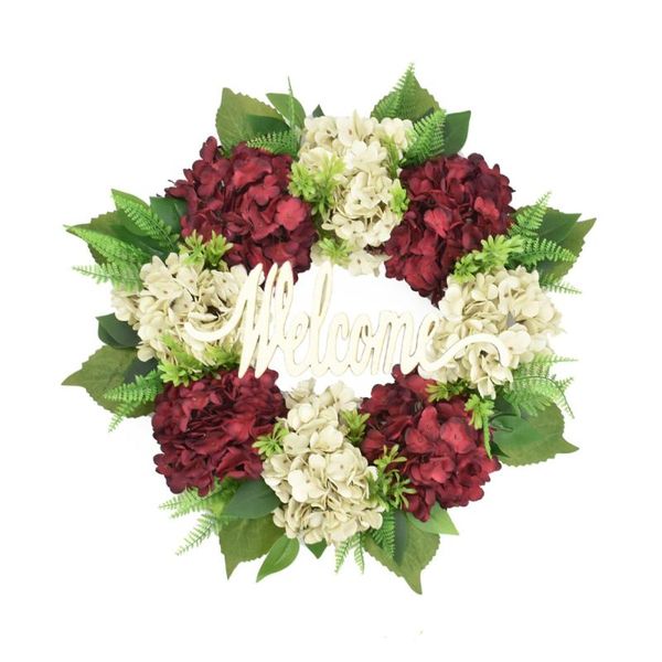 

decorative flowers & wreaths artificial simulation hydrangea wreath decoration retro round home decor wall door hanging