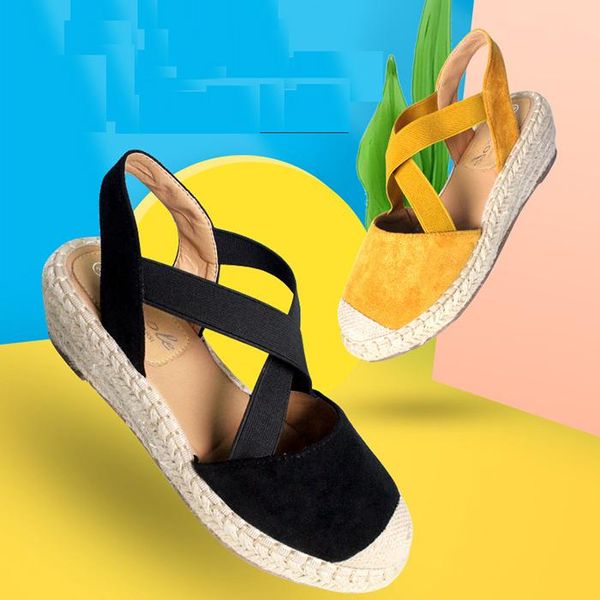 

lihuamao wedges platform peep toe ankle strap sandals comfortable casual beach sandals high heel ladies espadrilles shoe pumps, Black