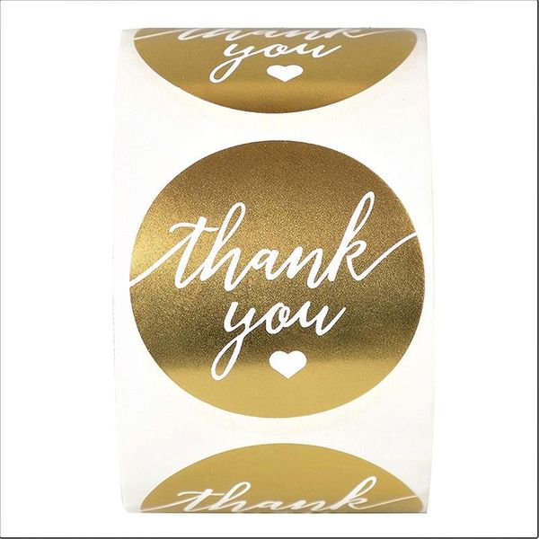 

gift wrap 500pcs/roll 38mm gold thank you stickers seal label handmade cake sticker