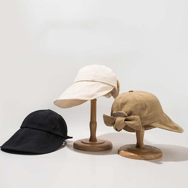 

wide brim hats cotton korean ultraviolet-proof summer sun hat bow cap bucket bandage, Blue;gray