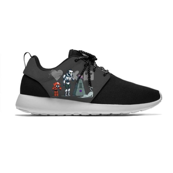 

sneakers death love robots humor cool cartoon kids sport running shoes novelty fashion casual breathable boys girls children, Black;red