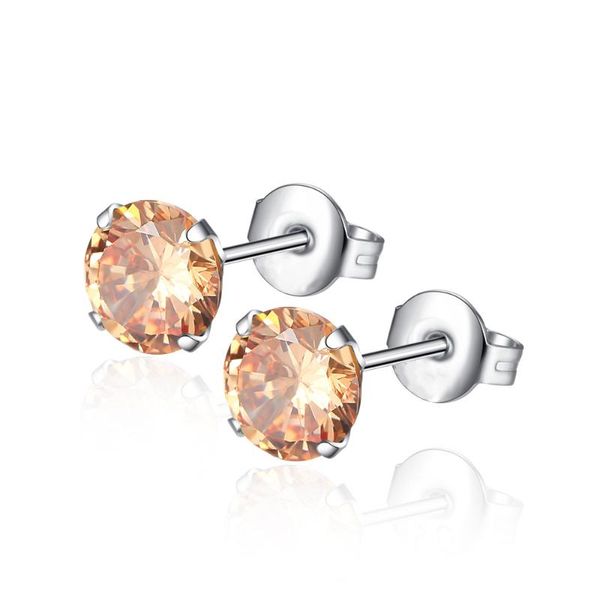 

stud full crystal round earrings white gold color zircon stone wedding for women men jewelry, Golden;silver