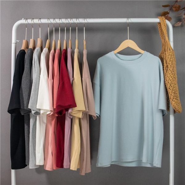 

women's t-shirt real s 2021 spring multi-color solid color short-sleeved loose and versatile pure cotton simple, White