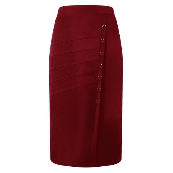 

skirts wipalo women office skirt fashion woolen button ol pencil high waist cut out elegant plus size 5xl jupe saia, Black