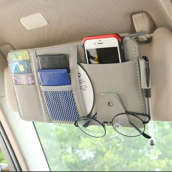 

car organizer cd dvd storage box sunglasses clip stowing tidying accessories sun visor pen business card houp case