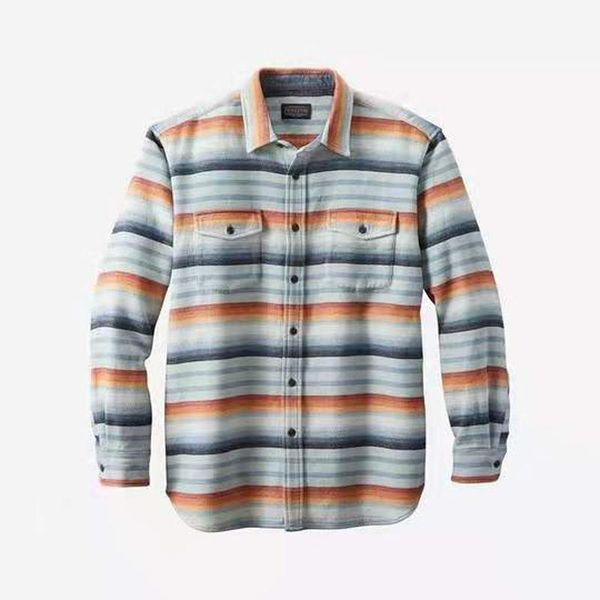 

men's jackets fashion long sleeve button stripe shirt overcoat color matching winter warm coat for men lapel pocket outwear, Black;brown