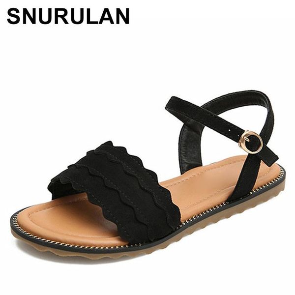 

snurulan fashionable women's sandals; large sizes 41, 42, 43; women's summer shoes; 2021 shoes comfortable flat sandals, Black