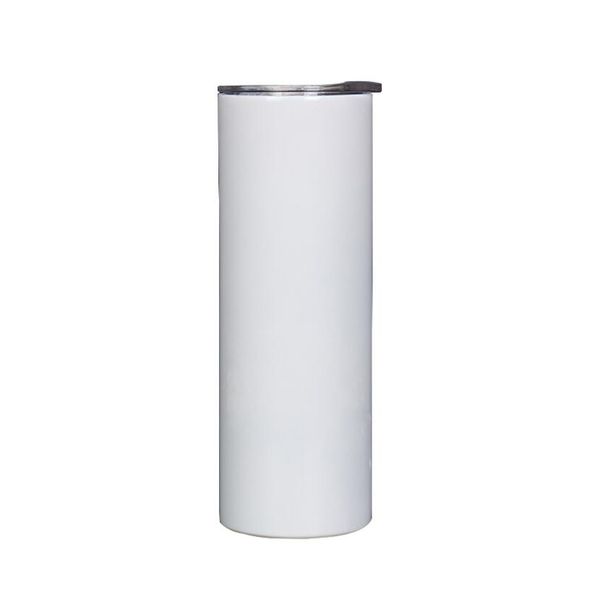 

skinny tumbler sublimation cup 20oz with lid stainless steel car used straight insulation cup white logo can be customized