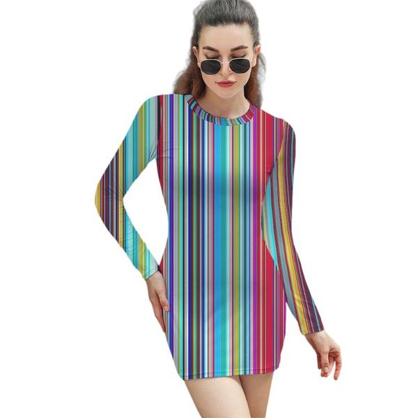 

casual dresses fashion summer long-sleeved polyester ladies tight-fitting dress european and american style striped plaid, Black;gray