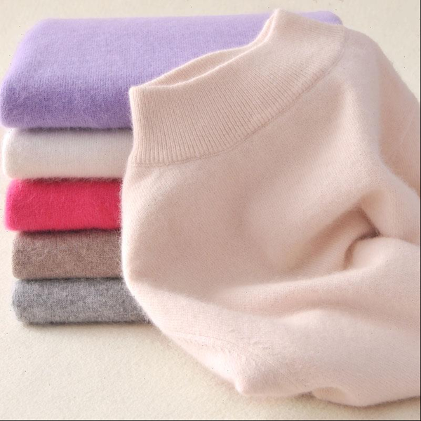 

2021 cashmere blended knit turtleneck sweater female autumn and winter pullover women long sleeve solid color large size, White;black