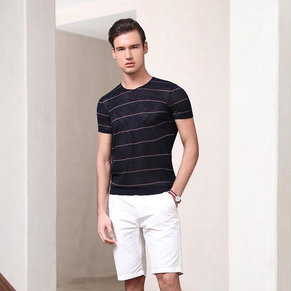 

men's t-shirts zhili striped t-shirt black, White;black