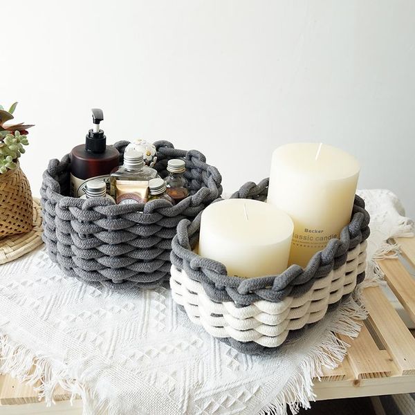 

storage baskets nordic simple handmade cotton rope basket homestay decoration furniture soft deskorganize