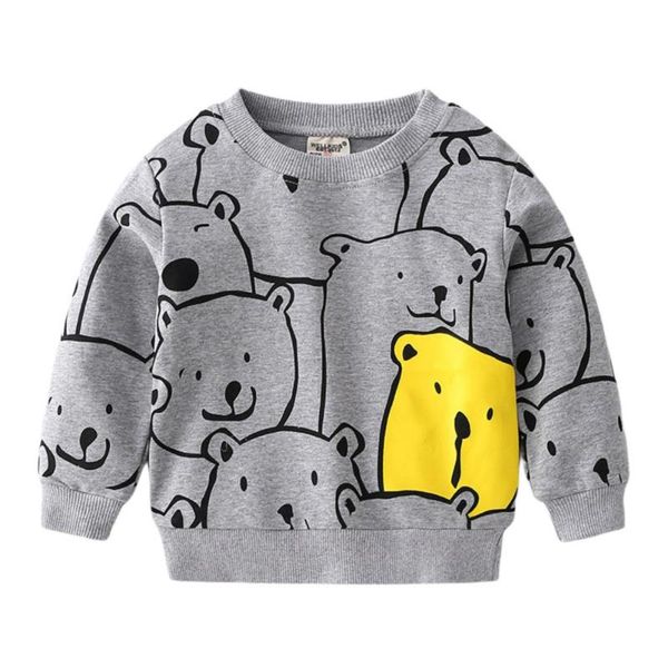 

hoodies & sweatshirts autumn kids boys girls cartoon bear pullover round collar long sleeve sweatshirt sports clothing, Black