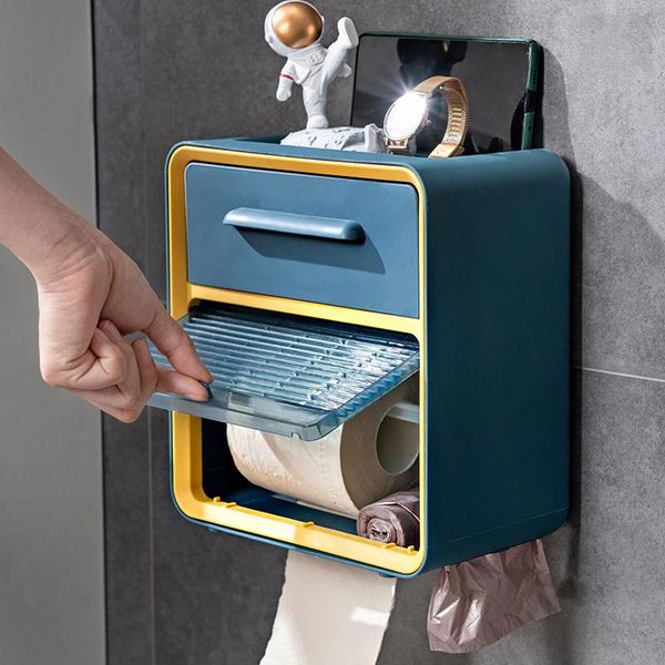 

toilet paper holders creative holder shelf wall mount waterproof tray roll tube storage box bathroom