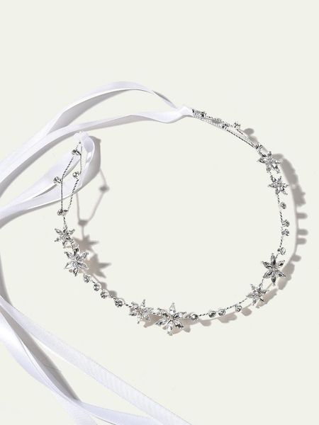 

hair clips & barrettes single row headbands for women fashion flower hairdbands fine encrusted hoop rhinestone elaegant bridal accessories, Golden;silver