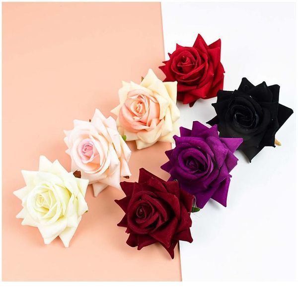 

10pcs flannel silk rose flower head for home party wedding decoration artificial flowers bridal bouquet diy wreath scra qylaok