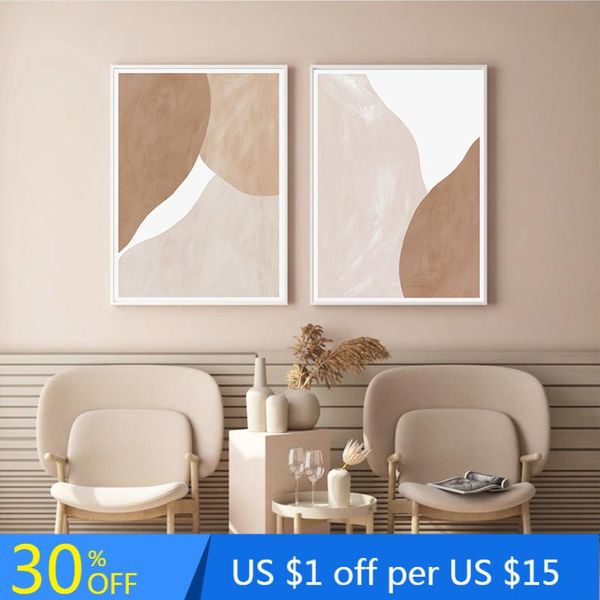

pale beige terracotta abstract bohemia canvas home decoration painting wall art print poster pictures for living room interior