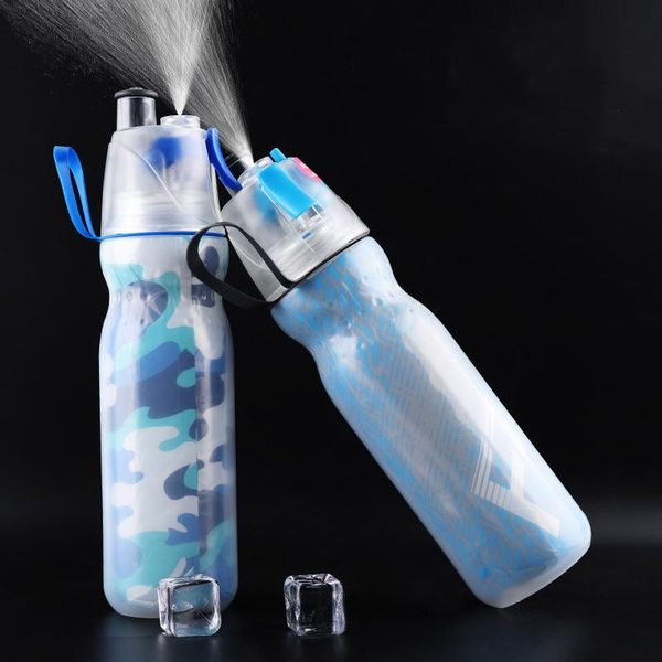 

water bottles quality 0.6l double deck spray bottle outdoor riding sports portable plastic bottle,with rope ice kettle