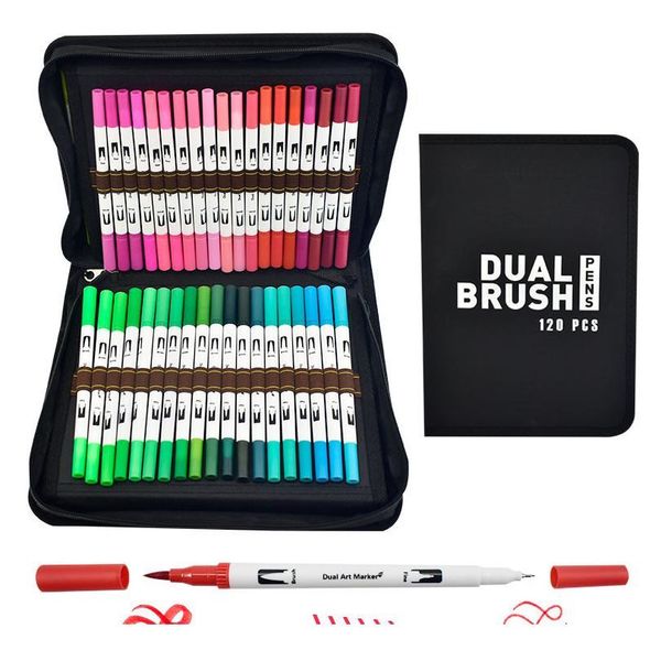 

watercolor brush pen copic markers 120 colored dual tip art markers felt tip pens sketchbooks for drawing stationery qylsqv