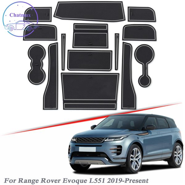

with car brand logo 14pcs car styling for range rover evoque l551 2019-present latex gate slot pad interior door groove mat non-slip dust