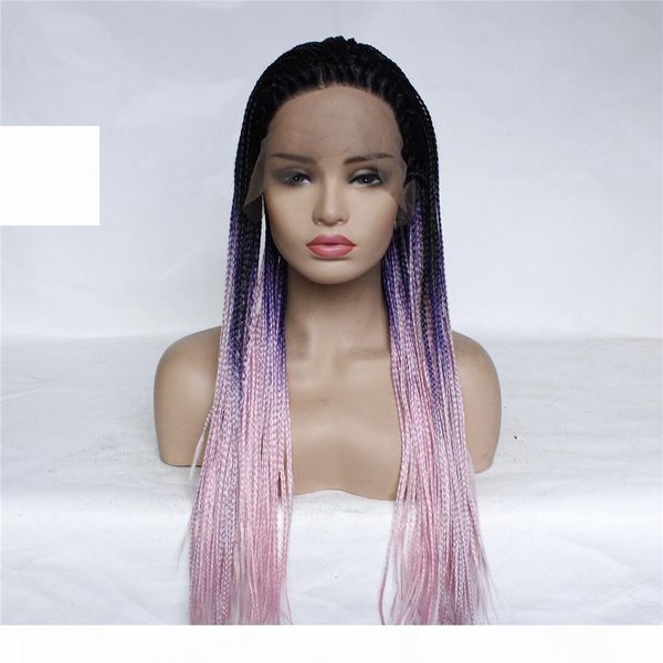

natural omtre color long braids hair synthetic lace front wigs baby hair high temperature fiber soft lace wigs for black women