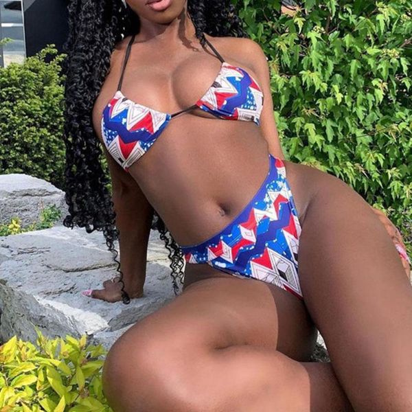 

sling high waist plaid bikini women summer ruffle set swimwear padded beachwear push-up check swimsuit bathing u9s4