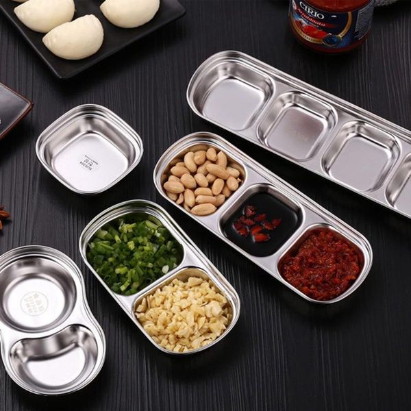 

dishes & plates korean samgyupsal saucer stainless steel sauce dish seasoning dipping bowl for sauce/salt/vinegar tableware kitchen tools