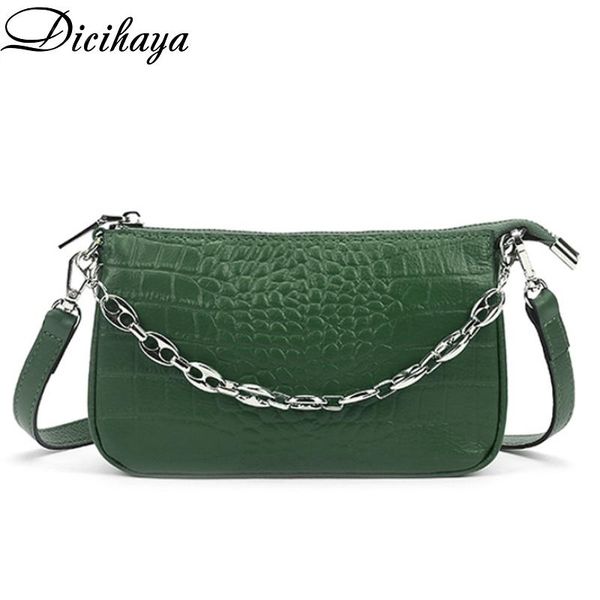 

cross body dicihaya women genuine leather trendy crocodile pattern grain handbag female shoulder bag baguette zipper ladies pocket