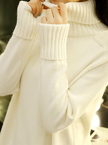 

new girl's cute turtleneck sweater bottoming shirt women's autumn winter loose inner wear women's knitted sweater thickened, White;black