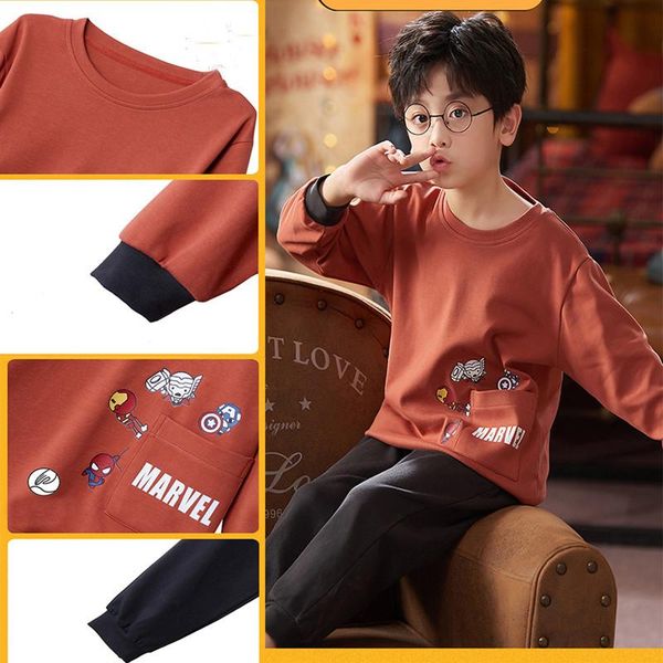 

men's sleepwear children's pajamas set 21 autumn and winter pure cotton warm long-sleeved trousers fashion plus size cute two-piec, Black;brown