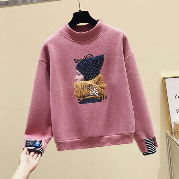 

and autumn thin women's loose korean 2021 spring new fake two small short sweater fashion, Black