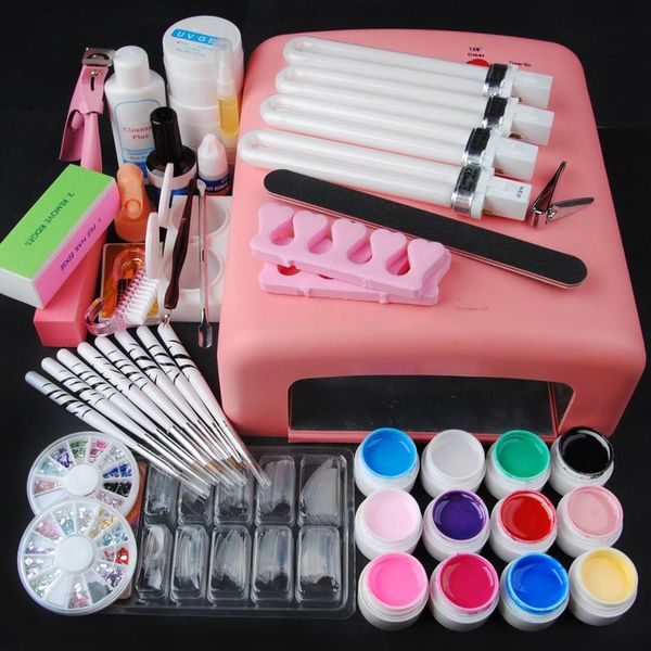 

nail art kits manicure set of tools kit uv led lamp 12pc gel building polish