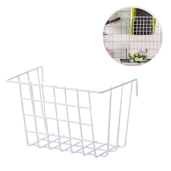

storage baskets white iron wire mesh basket small side hanging holder multi-use wall rack (19cm
