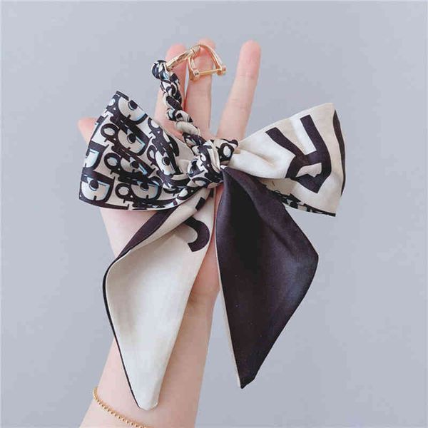 

luxury letter lanyard bowknot keychain for women charm car bag pendant keyring fashion keys decorate accessories jewelry gift, Silver