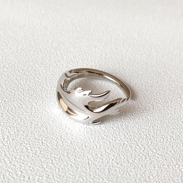 

cluster rings ins wind trend partner cold abstract feather open ring, Golden;silver