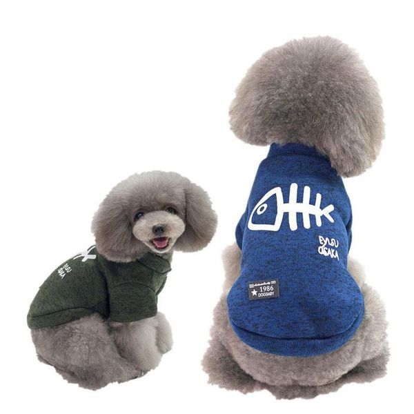 

dog apparel pet clothes cat hoodie autumn & winter style printed fish bones warm