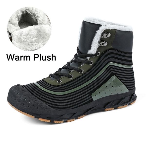 

winter men boots warm plush man snow big size 47 family cotton shoes waterproof anti-impact toe mens sneakers mid-calf 211022, Black