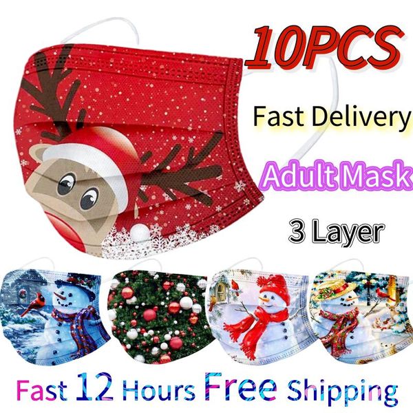 

other event & party supplies 50pcs santa claus disposable mask 3ply filters earloop christmas decoration for face navidad masks mascar